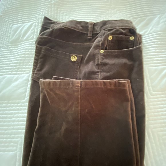 EUC~DG2 Diane Gilman Stretch Velvet straight leg Jean Women's~Brown sz 12 - Picture 7 of 12